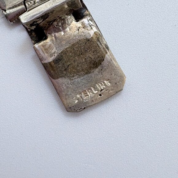 VTG Sterling Silver 925 Puffed Design Panel Link Bracelet Size 7.75" Length - Picture 10 of 11